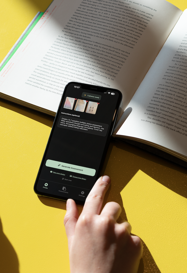 OutcomeView app - snap photos of textbooks to generate assessments